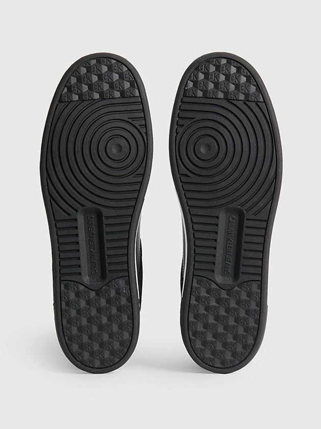 Black Calvin Klein Leather Men Sneakers | BDNC-04516