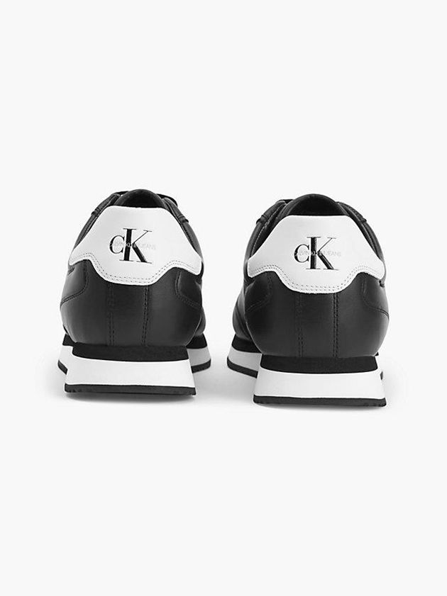 Black Calvin Klein Leather Men Sneakers | IVDO-29046