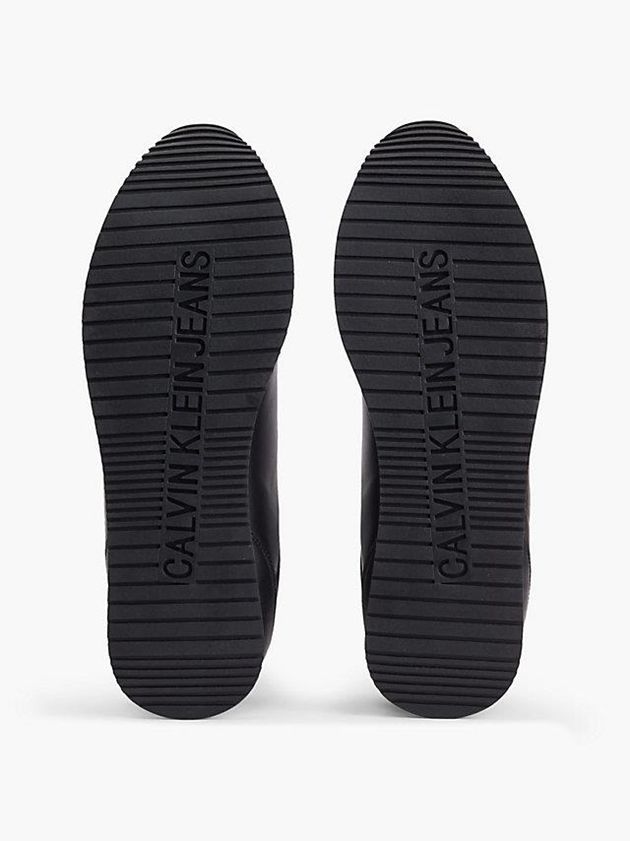 Black Calvin Klein Leather Men Sneakers | IVDO-29046