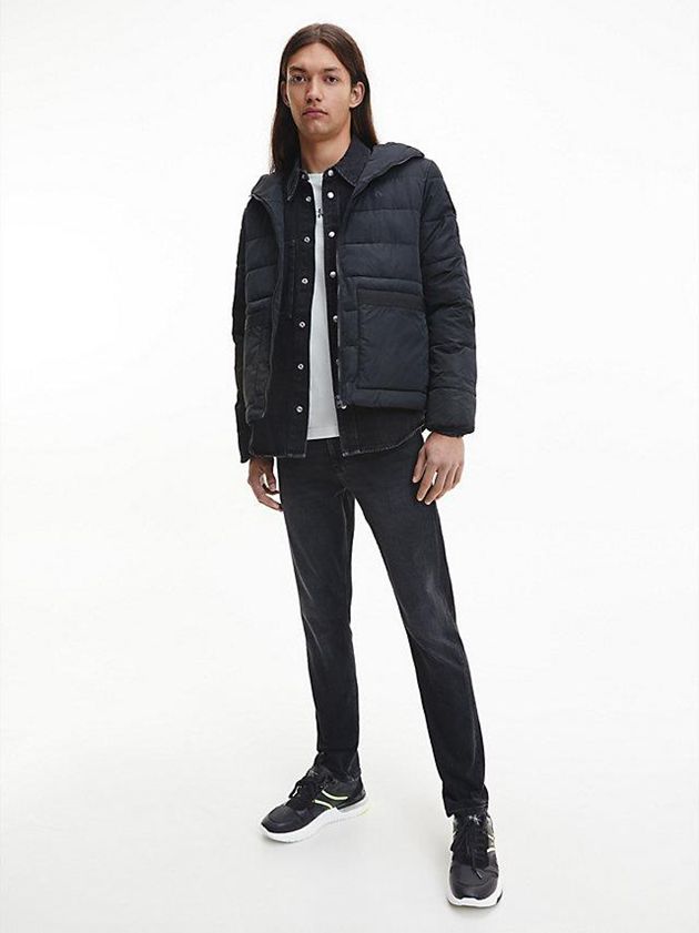 Black Calvin Klein Leather Men Sneakers | LKFW-54301