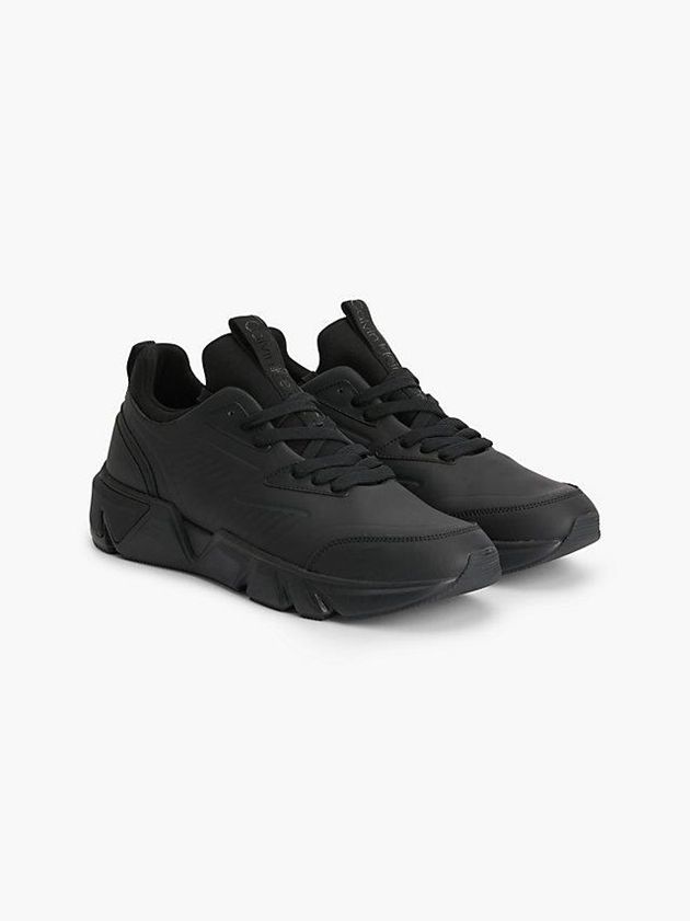 Black Calvin Klein Leather Men Sneakers | FBLQ-84920