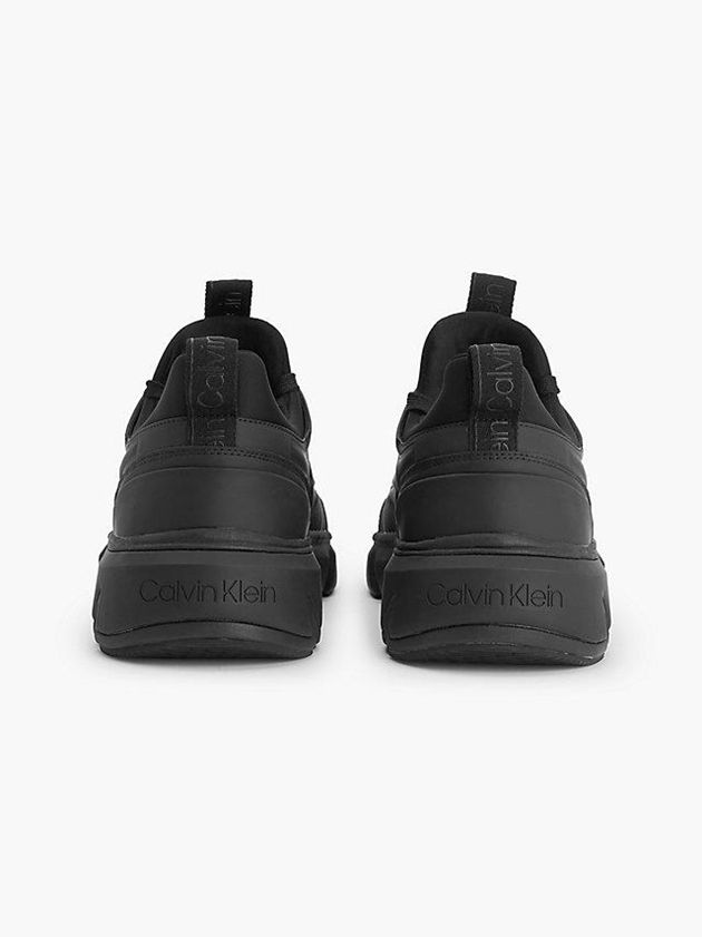 Black Calvin Klein Leather Men Sneakers | FBLQ-84920