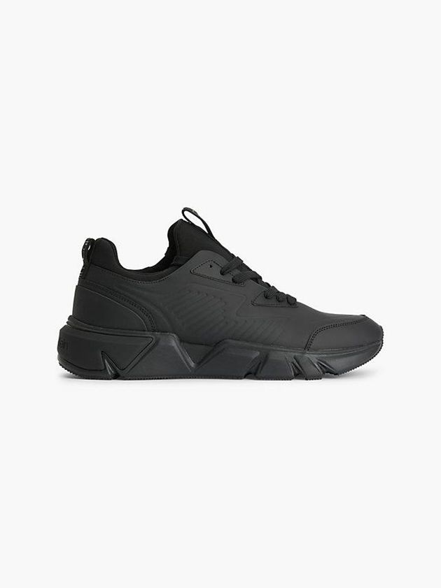 Black Calvin Klein Leather Men Sneakers | FBLQ-84920