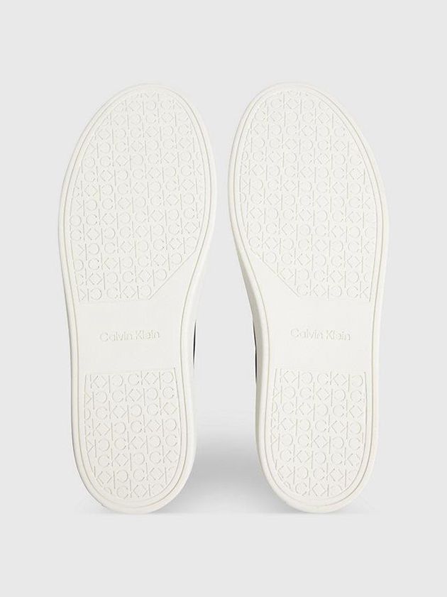 Black Calvin Klein Leather Men Sneakers | KFBZ-14806