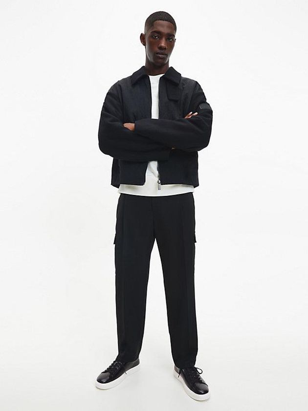 Black Calvin Klein Leather Men Sneakers | KFBZ-14806
