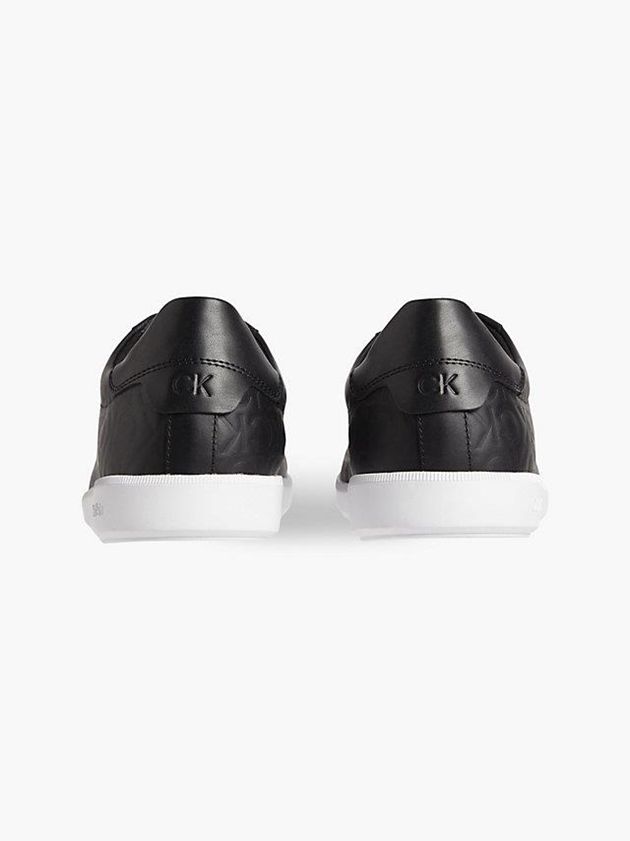 Black Calvin Klein Leather Men Sneakers | SJNX-26937