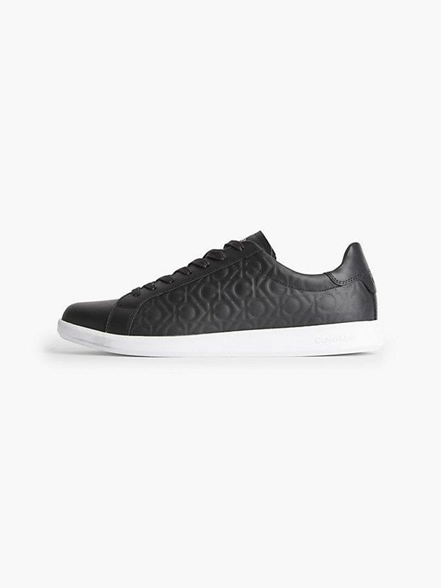 Black Calvin Klein Leather Men Sneakers | SJNX-26937