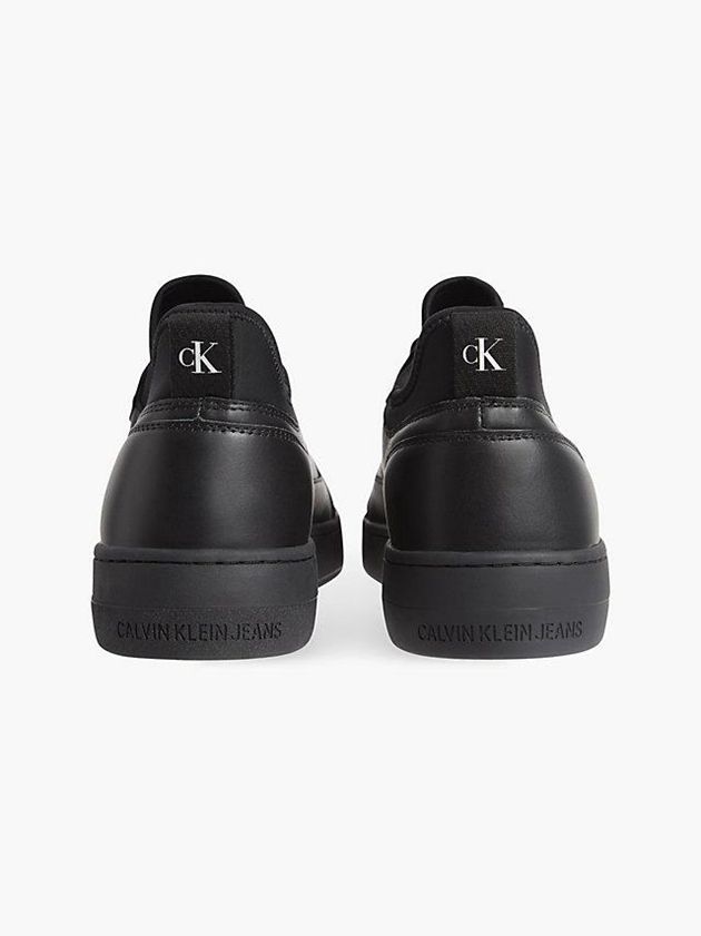 Black Calvin Klein Leather Men Sneakers | JIKB-86194