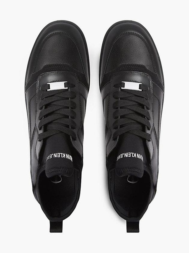 Black Calvin Klein Leather Men Sneakers | JIKB-86194