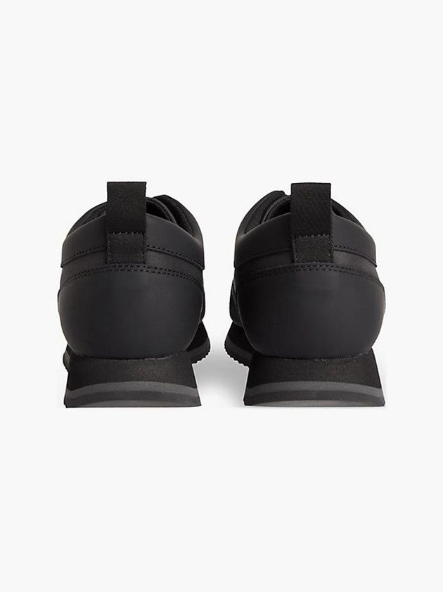 Black Calvin Klein Leather Men Sneakers | HOSR-06279