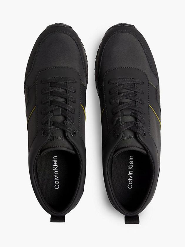 Black Calvin Klein Leather Men Sneakers | HOSR-06279