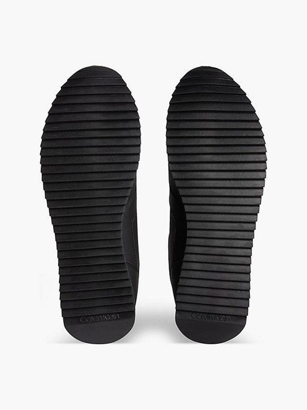 Black Calvin Klein Leather Men Sneakers | HOSR-06279