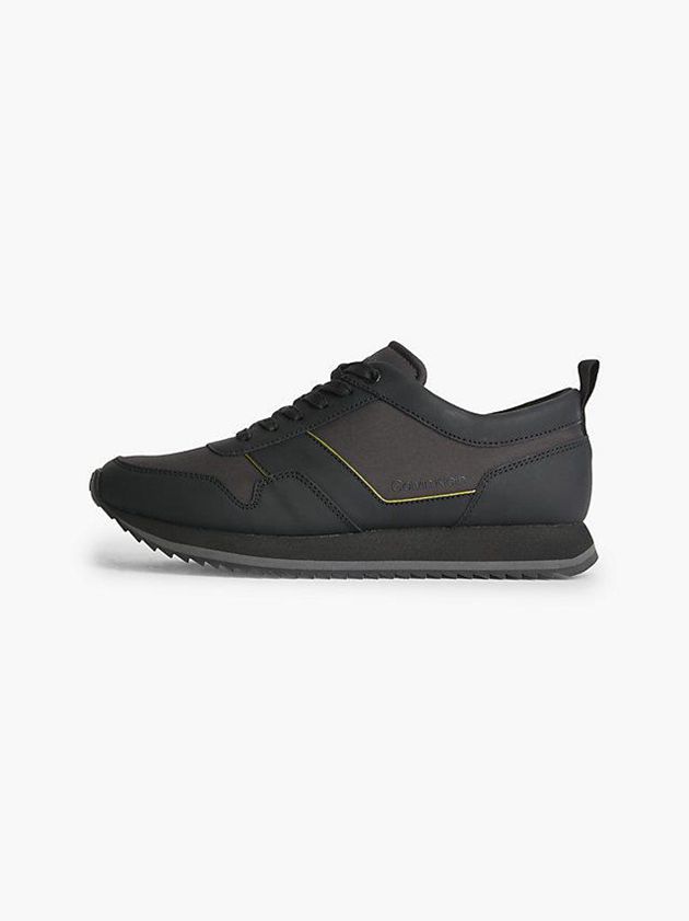 Black Calvin Klein Leather Men Sneakers | HOSR-06279