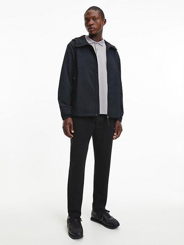 Black Calvin Klein Leather Men Sneakers | HOSR-06279