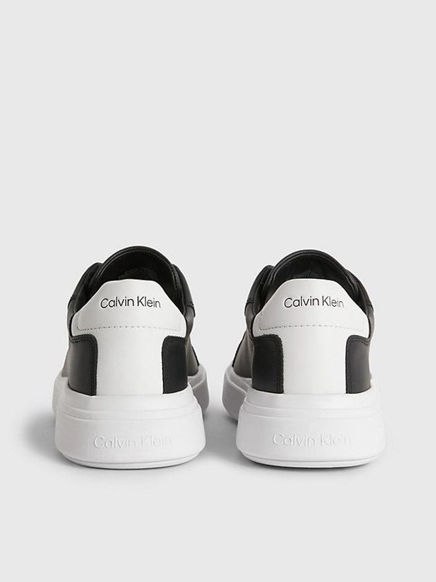 Black Calvin Klein Leather Men Sneakers | OTCB-34127
