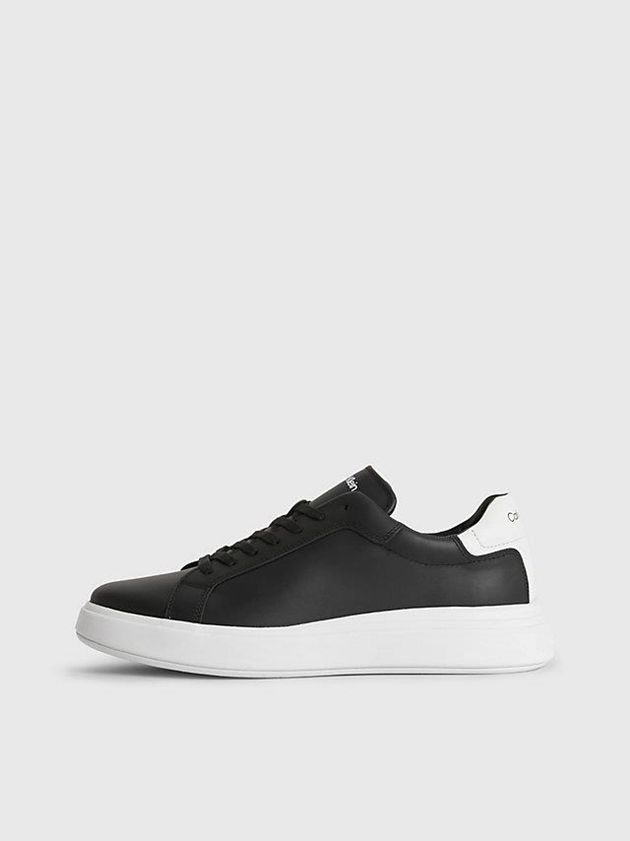 Black Calvin Klein Leather Men Sneakers | OTCB-34127