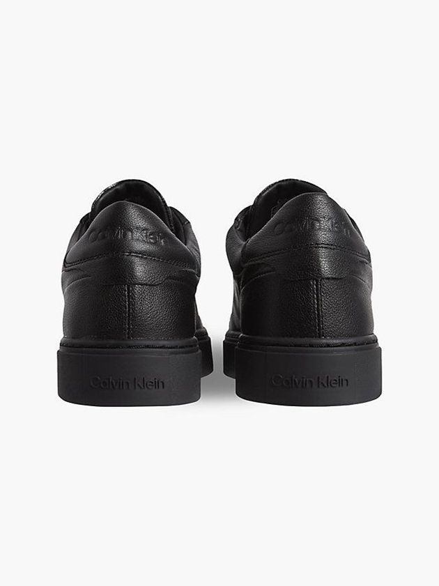 Black Calvin Klein Leather Men Sneakers | EWCA-69210