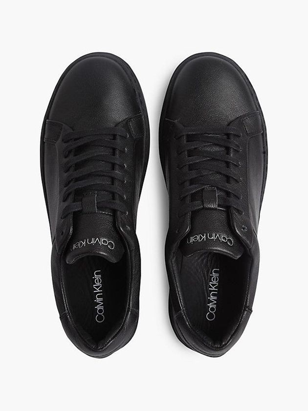 Black Calvin Klein Leather Men Sneakers | EWCA-69210