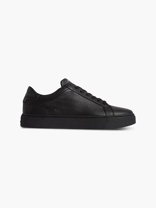 Black Calvin Klein Leather Men Sneakers | EWCA-69210