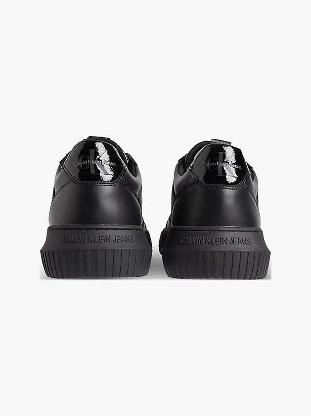 Black Calvin Klein Leather Men Sneakers | SXKC-05487