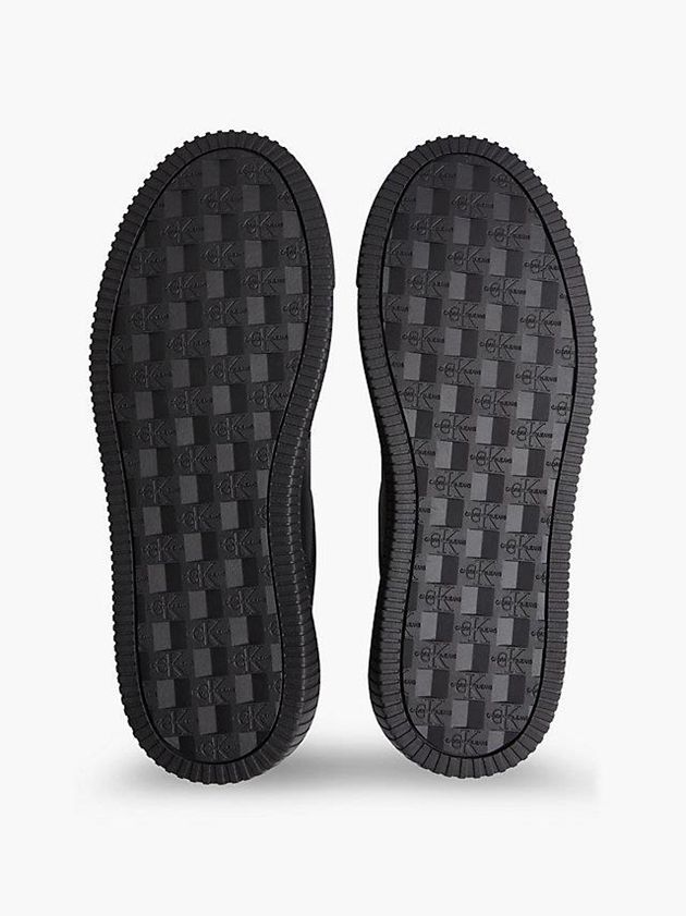 Black Calvin Klein Leather Men Sneakers | SXKC-05487