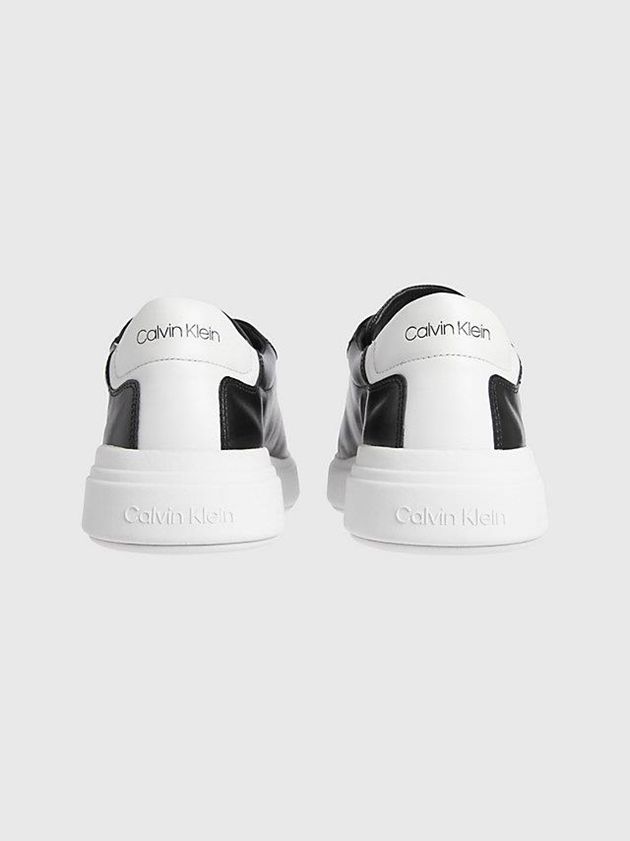Black Calvin Klein Leather Men Sneakers | QBZP-25148
