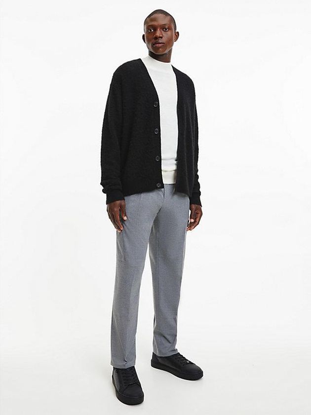 Black Calvin Klein Leather Men Sneakers | EKZL-19452