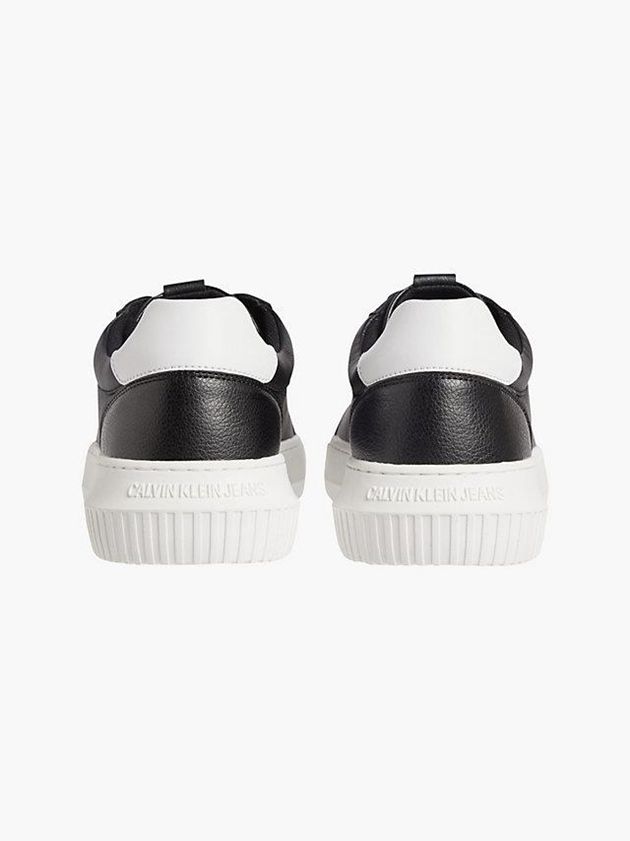 Black Calvin Klein Leather Men Sneakers | ENFU-28316