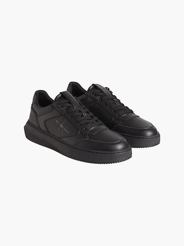 Black Calvin Klein Leather Men Sneakers | SEUT-23964
