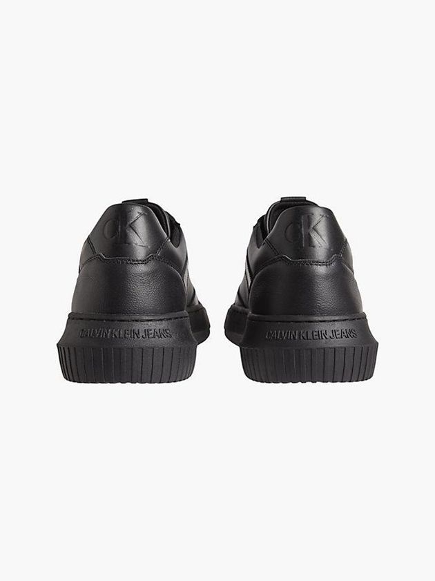 Black Calvin Klein Leather Men Sneakers | SEUT-23964