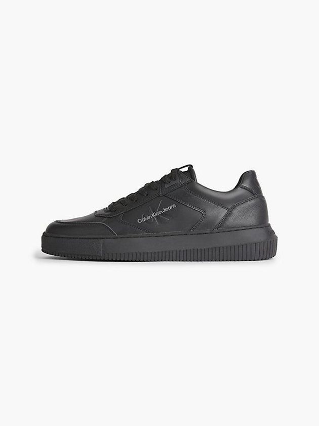 Black Calvin Klein Leather Men Sneakers | SEUT-23964