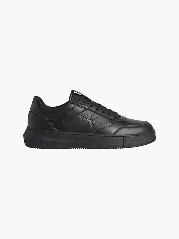 Black Calvin Klein Leather Men Sneakers | SEUT-23964