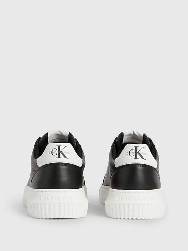 Black Calvin Klein Leather Men Sneakers | NRMI-98746