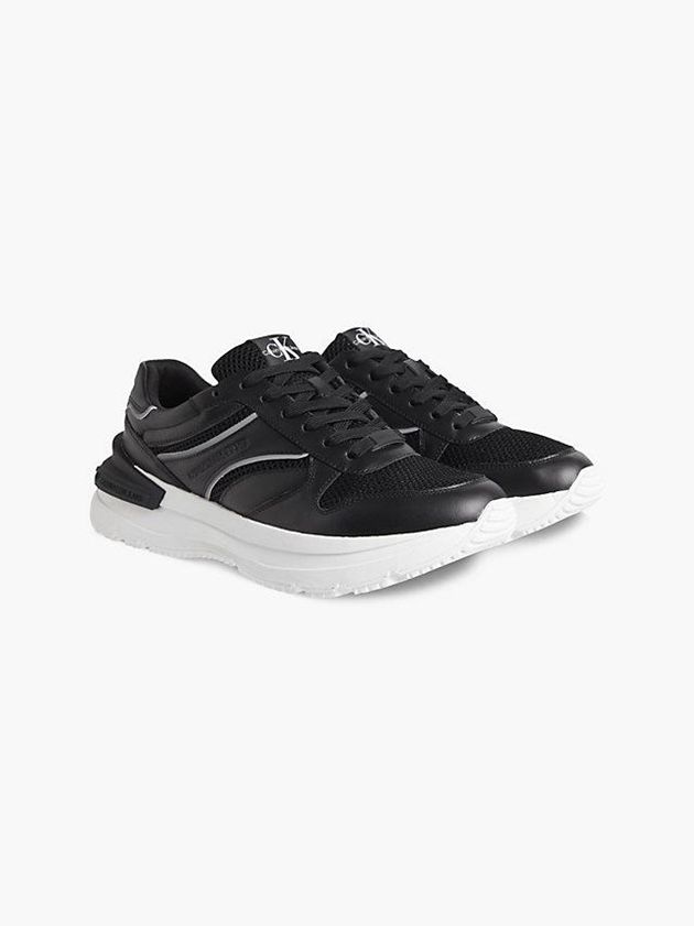 Black Calvin Klein Leather Men Sneakers | XRHG-89761
