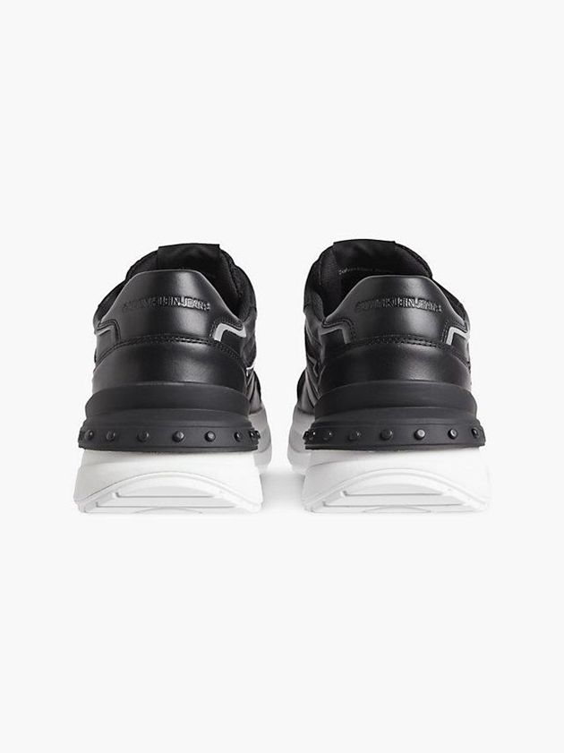 Black Calvin Klein Leather Men Sneakers | XRHG-89761