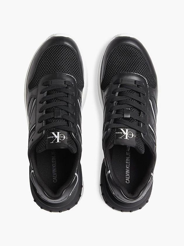 Black Calvin Klein Leather Men Sneakers | XRHG-89761