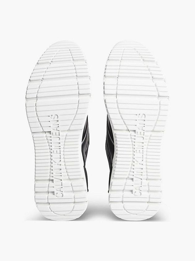 Black Calvin Klein Leather Men Sneakers | XRHG-89761