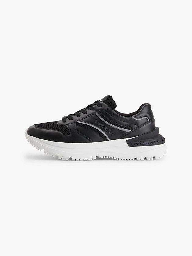 Black Calvin Klein Leather Men Sneakers | XRHG-89761