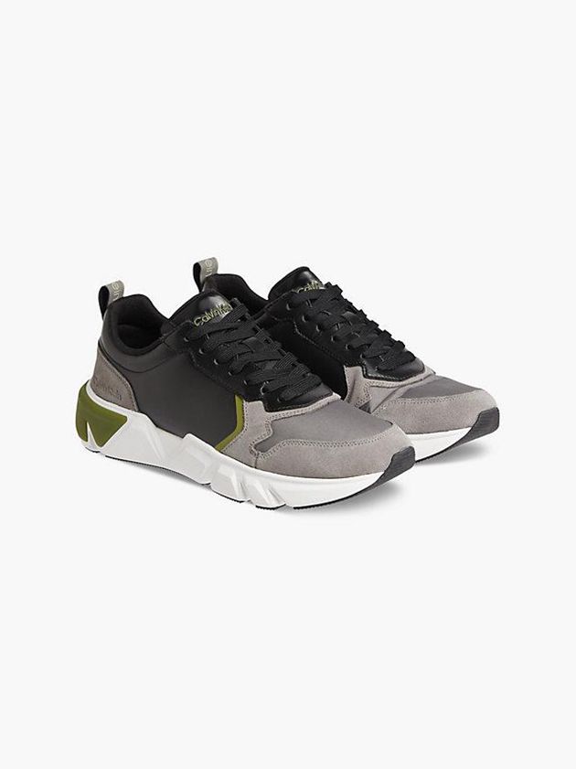 Black Calvin Klein Leather Men Sneakers | OXBS-49108