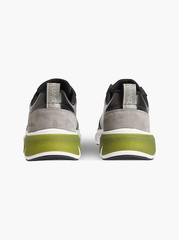 Black Calvin Klein Leather Men Sneakers | OXBS-49108