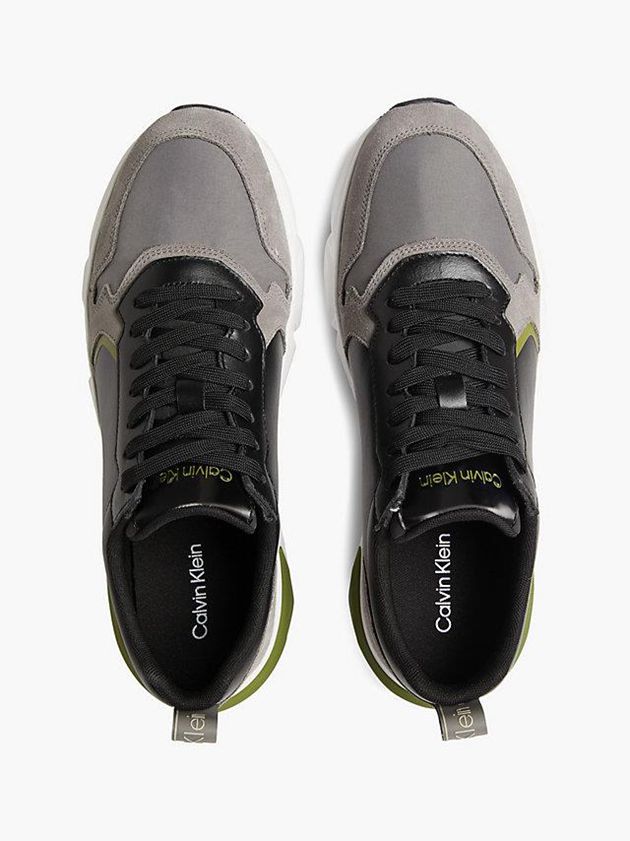Black Calvin Klein Leather Men Sneakers | OXBS-49108