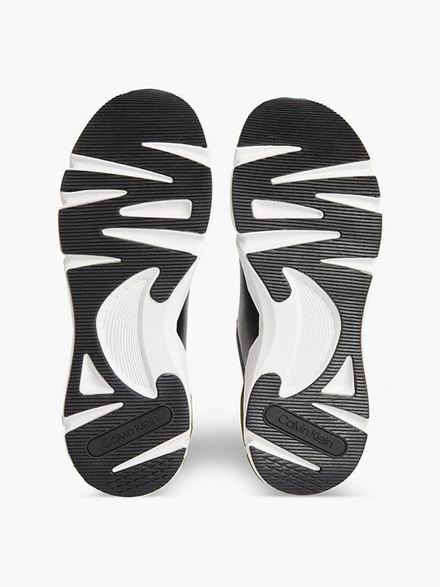 Black Calvin Klein Leather Men Sneakers | OXBS-49108