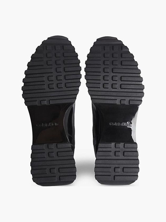Black Calvin Klein Leather Men Sneakers | BEQR-17324