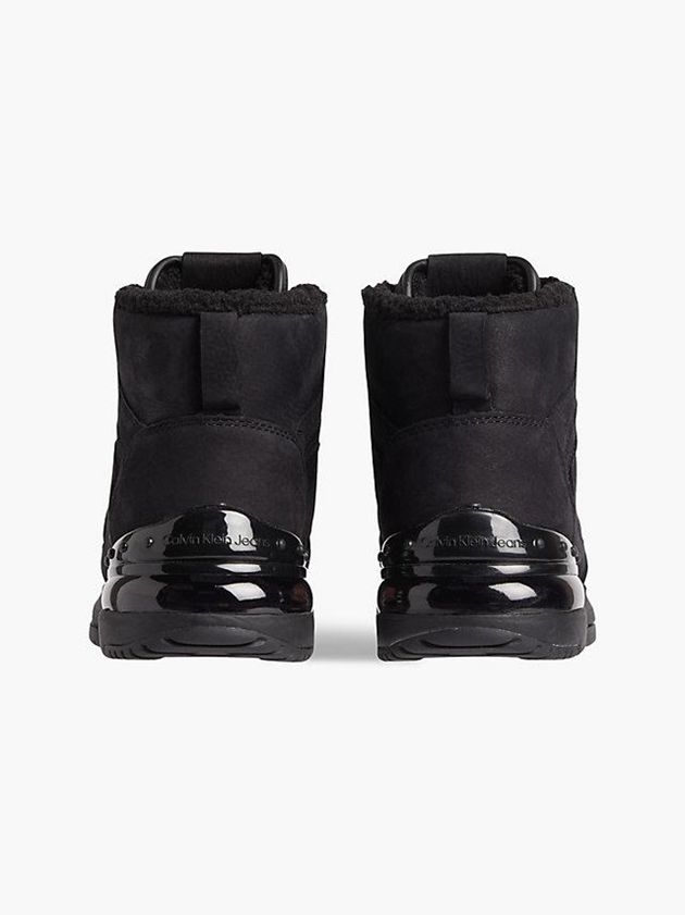 Black Calvin Klein Leather Platform High-Top Women Sneakers | XBZQ-38271