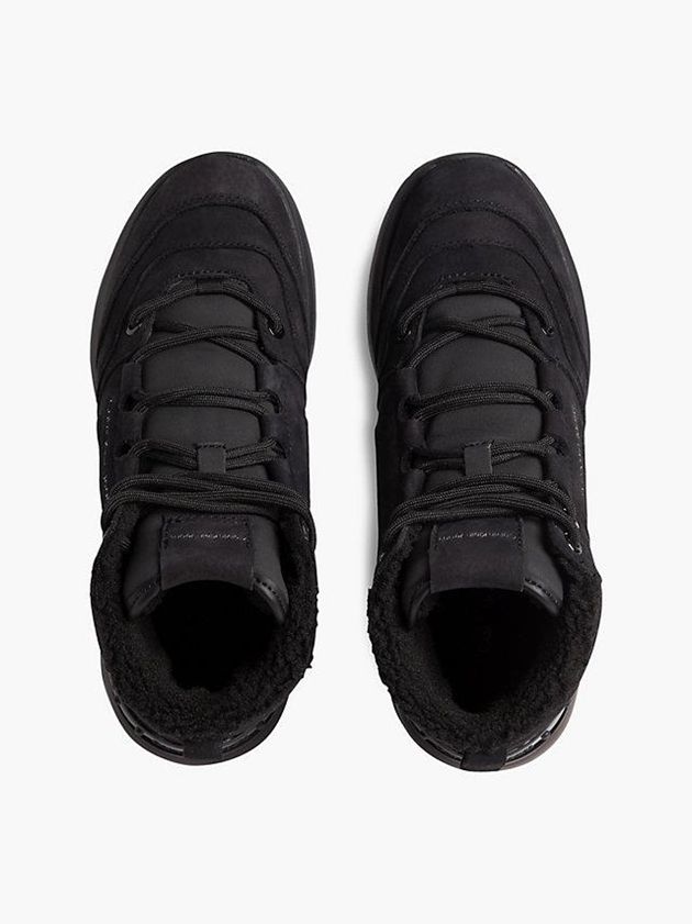 Black Calvin Klein Leather Platform High-Top Women Sneakers | XBZQ-38271