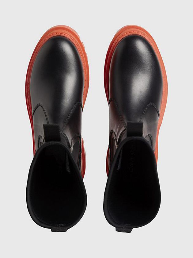 Black Calvin Klein Leather Platform Women Boots | XLNP-07891