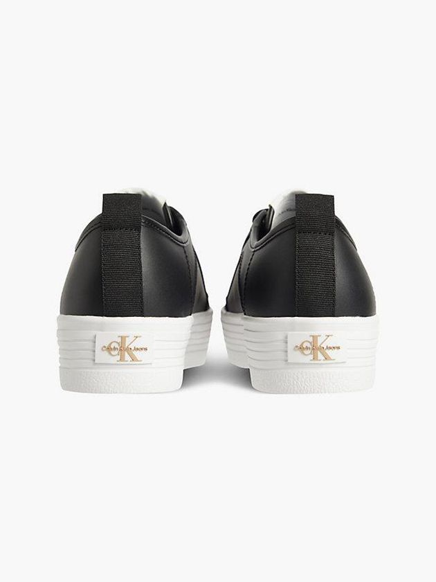 Black Calvin Klein Leather Platform Women Sneakers | PFKB-03678