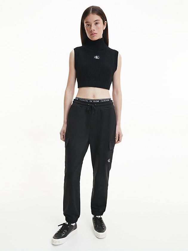 Black Calvin Klein Leather Platform Women Sneakers | PFKB-03678