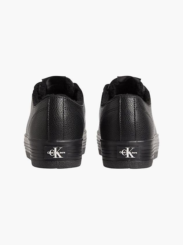Black Calvin Klein Leather Platform Women Sneakers | THAG-48391