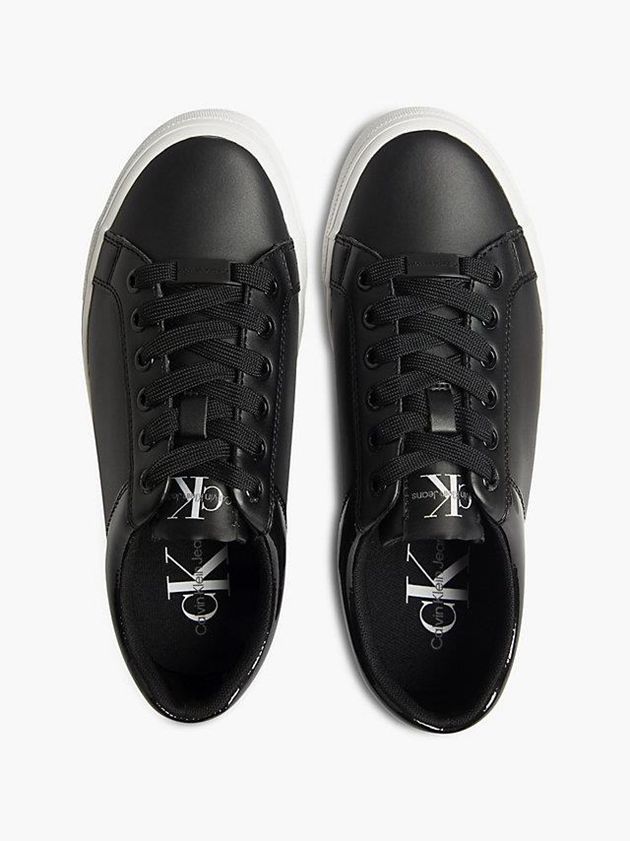 Black Calvin Klein Leather Platform Women Sneakers | GESU-43519